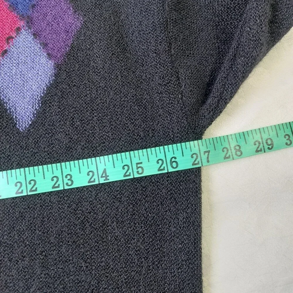 Tumi Men Argyle Alpaca Sweater Size XL Preppy Retro Campus  90s V-neck Pullover